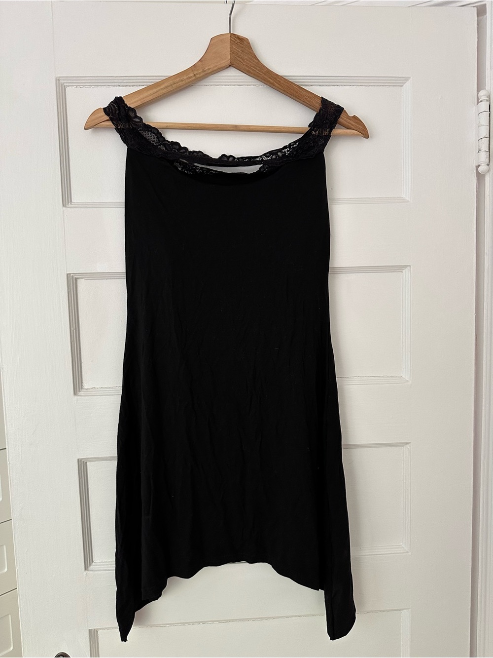 Black Lace Trim Slip Dress